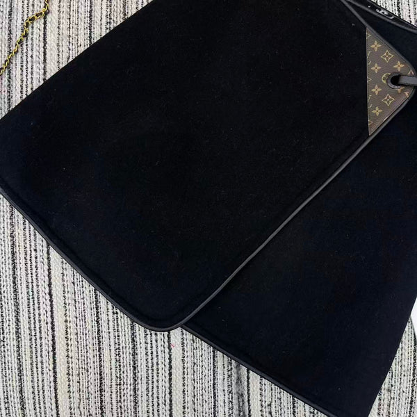 LV 25FW Double-Faced Wool Short Skirt Lambskin Edge Black 311689