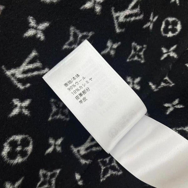 LV 25FW Double-Faced Wool Short Skirt Lambskin Edge Black 311689