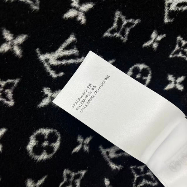 LV 25FW Double-Faced Wool Short Skirt Lambskin Edge Black 311689