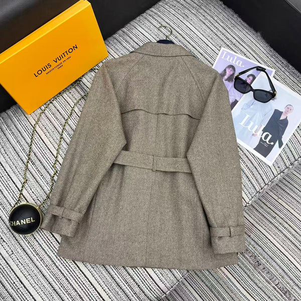 LV 25F Lapel Windbreaker Style Suit Jacket Gray Wool 311589