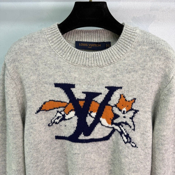 LV 25F Long-Sleeved Pullover Sweater Gray Wool 308067