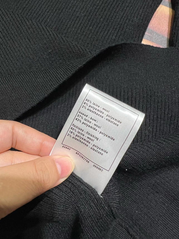 CC 25K Bow Series Off-Shoulder Dress Black Wool