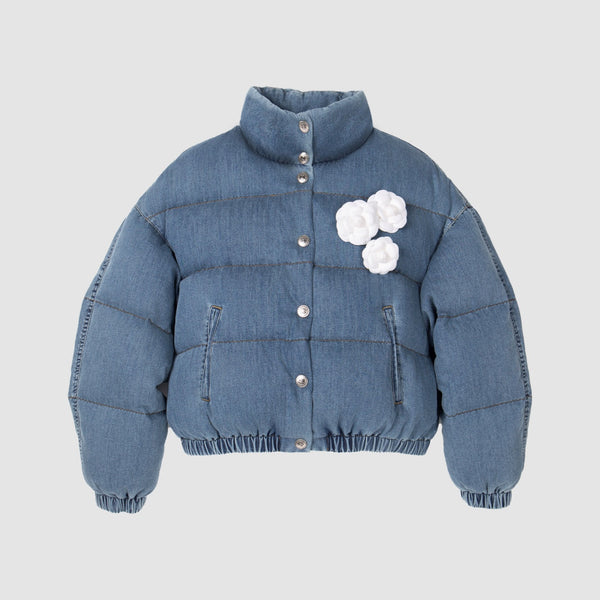 CC 24AW Jennie Denim Down Jacket With Camellias