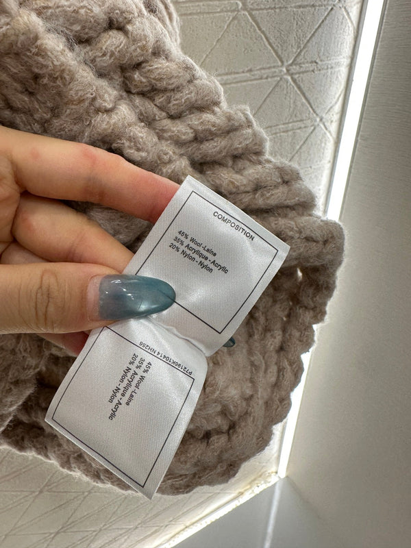 CC 25 Double C Hollow Letter Knit Brown Cardigan