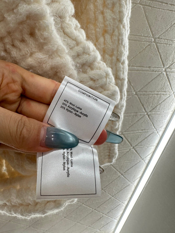 CC 25 Double C Hollow Letter Knit Cream Cardigan