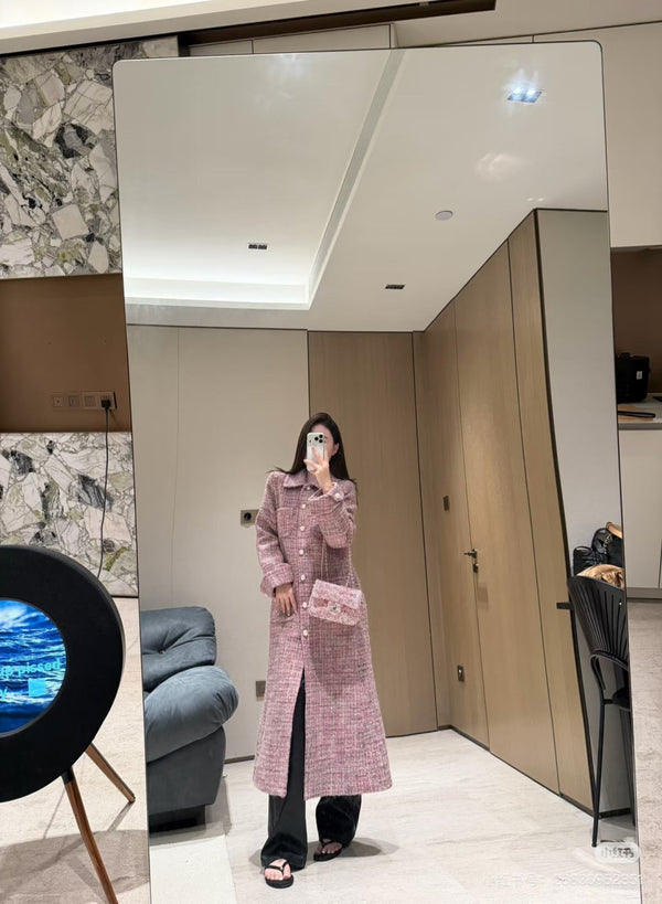 CC 25B Pink Tweed Long Coat