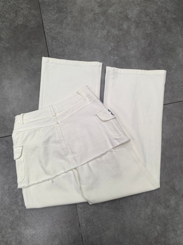 CC Faux Two-Piece Denim Trousers With Trims