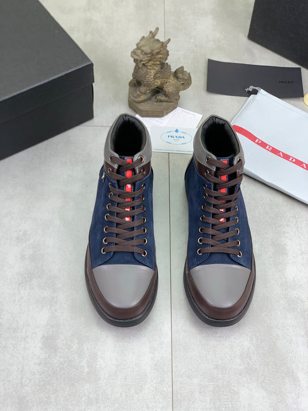 Pra high-top blue mix brown gray calfskin 820246