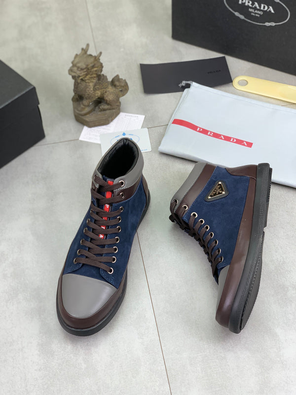 Pra high-top blue mix brown gray calfskin 820246