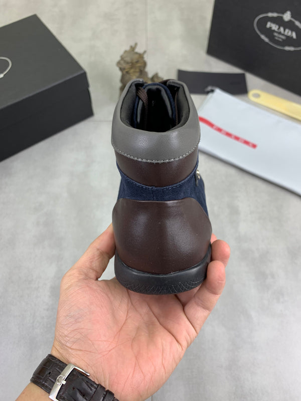 Pra high-top blue mix brown gray calfskin 820246