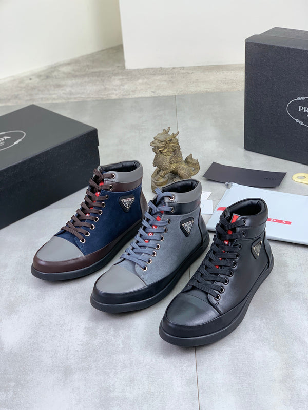 Pra high-top blue mix brown gray calfskin 820246