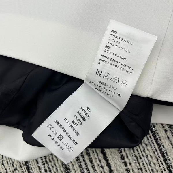 CD 25FW Stand Collar Black and White Contrast Polyester Suit Jacket