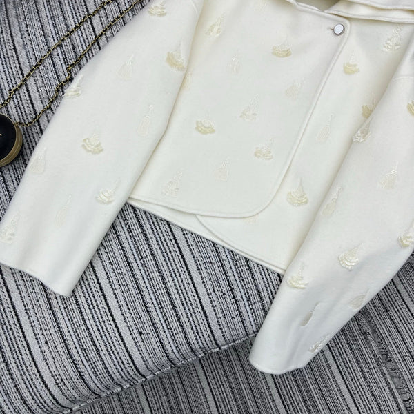 HM 25FW Hooded Double-faced White Cashmere Short Coat