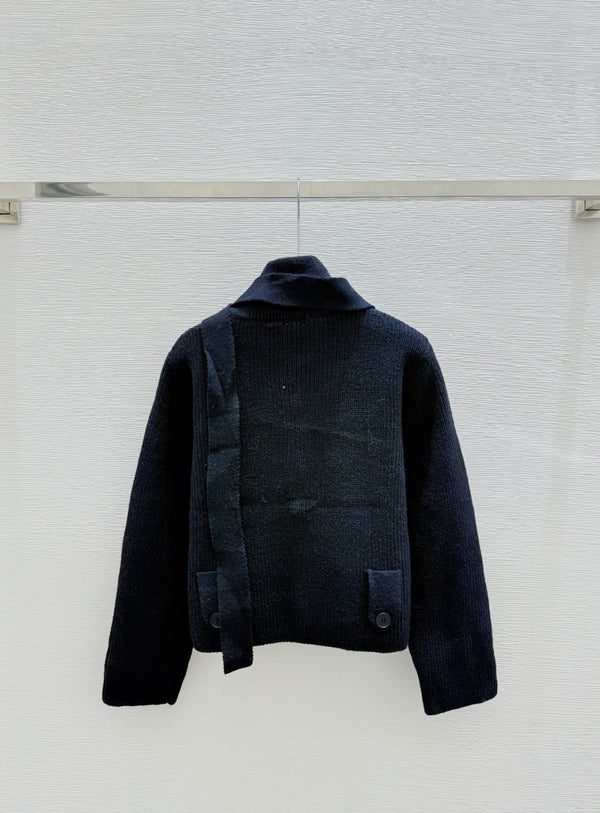 Loewe Solid Turtleneck Wool Knit Long-Sleeved Cardigan