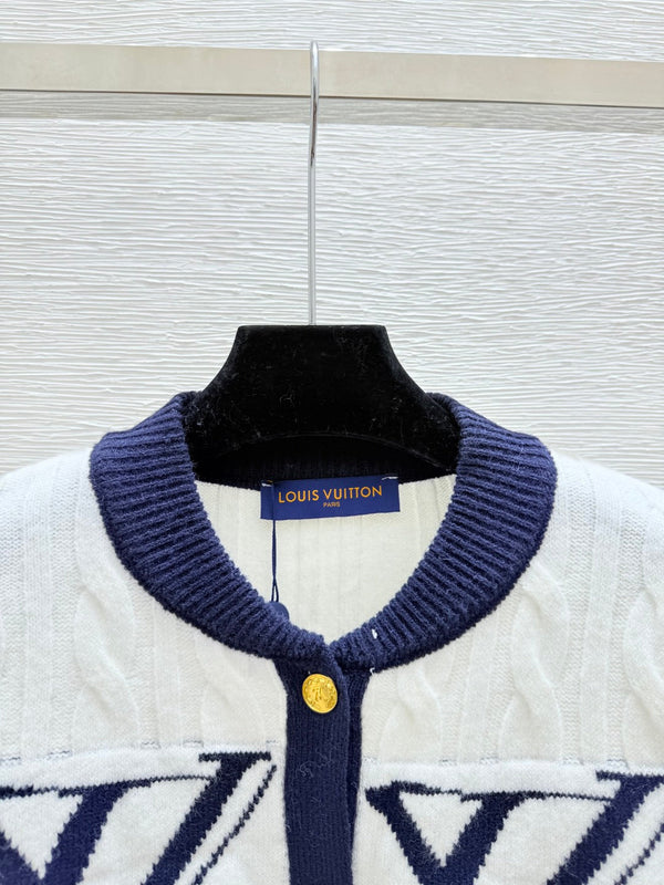 LV 25FW Contrast Color Striped Crewneck Knit Long Sleeve Wool Sweater