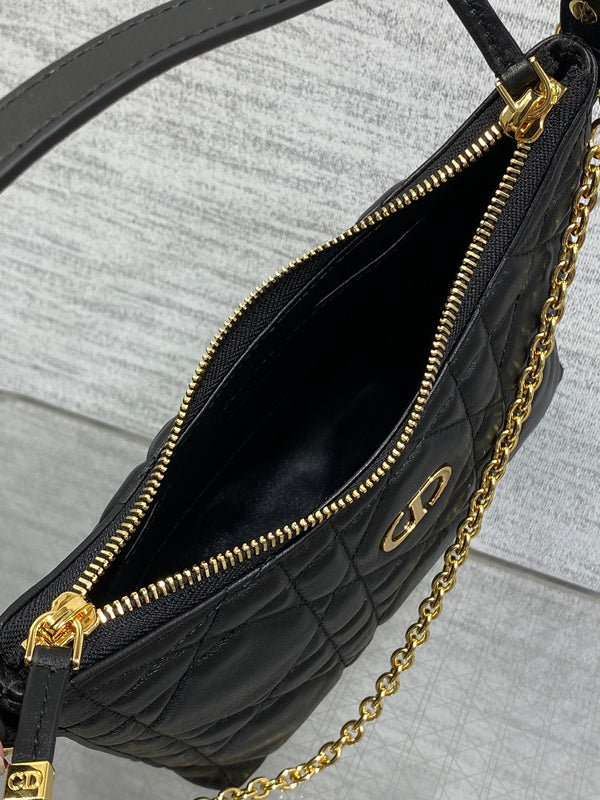 CD Shoulder Bag 19cm black lambskin GHW