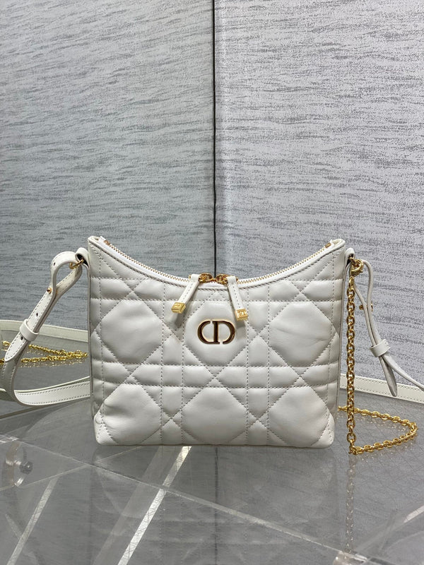CD Shoulder Bag 19cm white lambskin GHW
