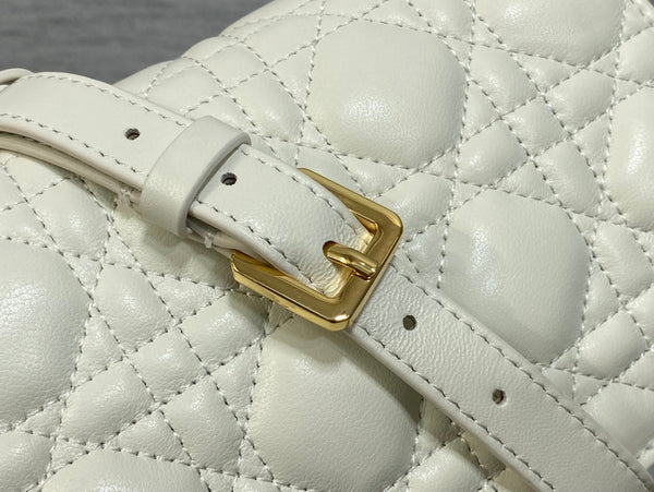 CD Pearl Chain Bag White 21cm Lambskin