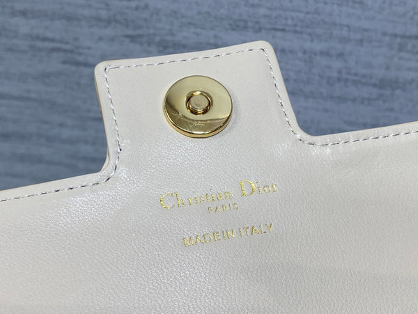 CD Pearl Chain Bag Cream 21cm Lambskin