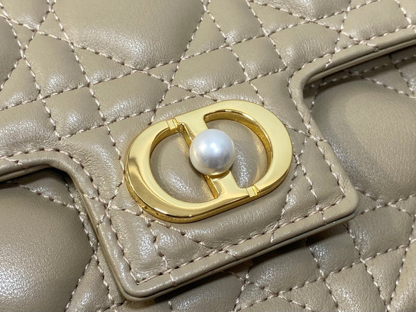 CD Pearl Chain Bag Beige 21cm Lambskin