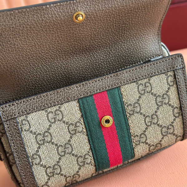 GG Ophidia GG Mini Handbag 20cm Grey and Brown Supreme Canvas