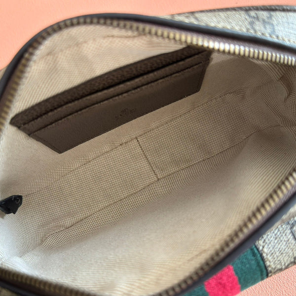 GG Ophidia GG Mini Handbag 20cm Grey and Brown Supreme Canvas