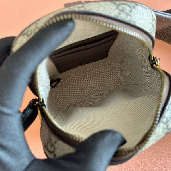 GG Ophidia GG Mini Handbag 12cm Grey and Brown Supreme Canvas