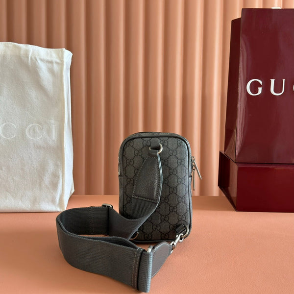 GG Ophidia GG Mini Handbag 12cm Dark Grey Supreme Canvas