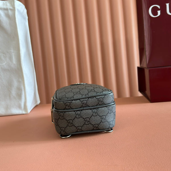 GG Ophidia GG Mini Handbag 12cm Dark Grey Supreme Canvas