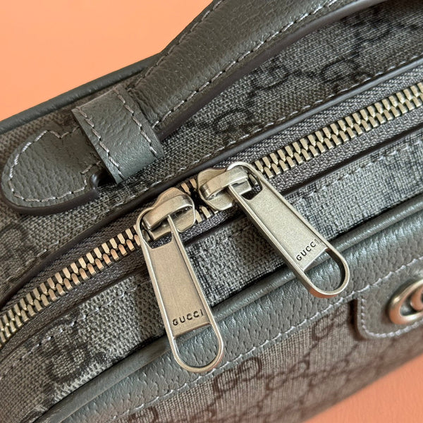 GG Ophidia Small Shoulder Bag 24cm Dark Grey GG Supreme Canvas