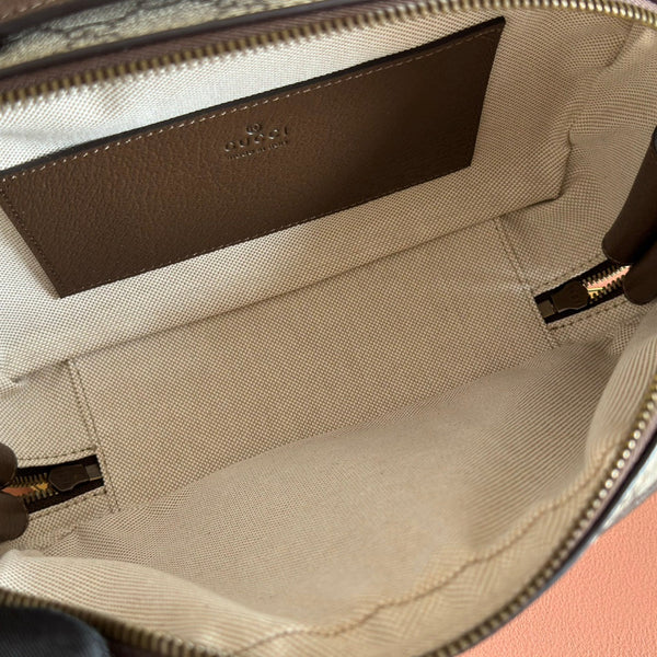 GG Ophidia Small Shoulder Bag 24cm Grey and Brown GG Supreme Canvas