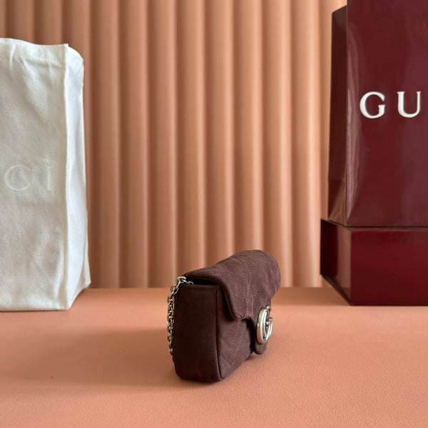 GG Marmont Double-G 16.5cm Matte Brown Suede