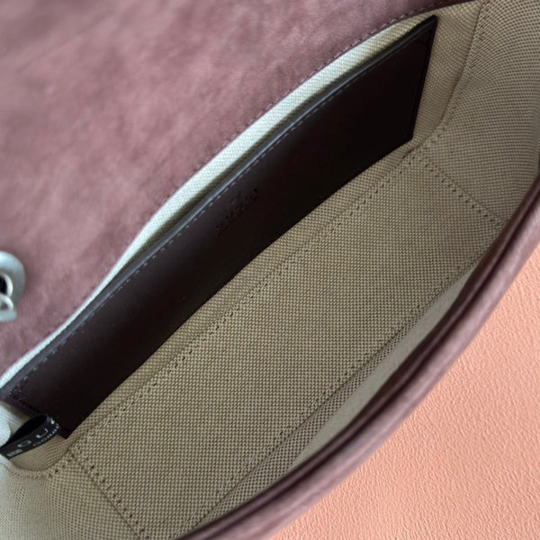 GG Marmont Double-G 22cm Matte Brown Suede