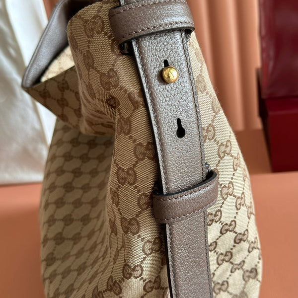 GG 25FW Beatrix Horsebit Handbag 40cm Brown Canvas GHW