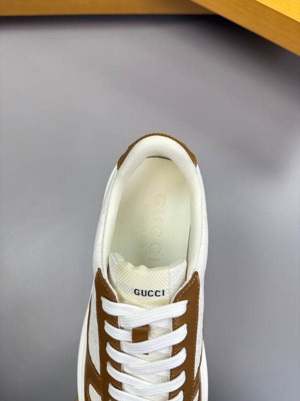 GG SNEAKER WHITE BROWN NAPPA LEATHER 194552
