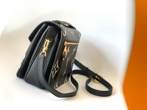 LV M45773 Pochette Métis Bag 25cm Black Beige Monogram Embossed Cowhide