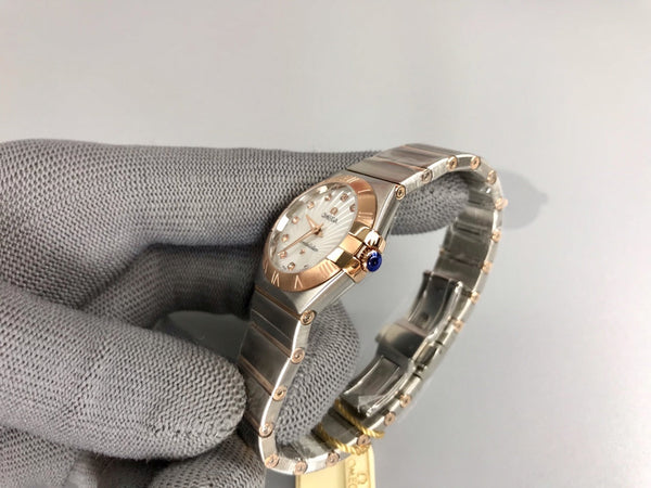 Omega Constellation 27mm argento oro rosa quadrante bianco