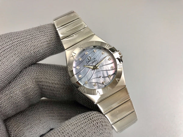 Omega Constellation 27mm quadrante in madreperla color argento