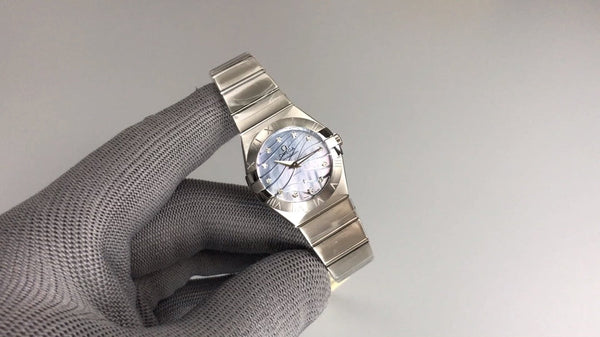 Omega Constellation 27mm quadrante in madreperla color argento