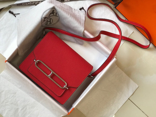 HM SAC ROULIS 18 RED TOGO LEATHER