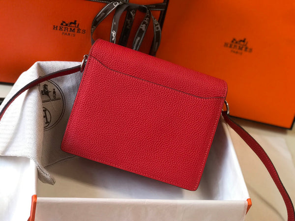 HM SAC ROULIS 18 RED TOGO LEATHER