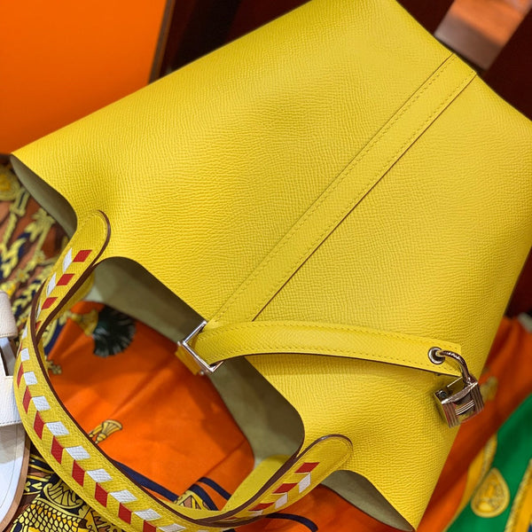 HM PICOTIN LOCK 18 LEMON EPSOM WITH BRAID STRAP