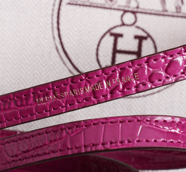 HM KELLY MINI 22 BARBIE ROSA COCCODRILLO PELLE DI VITELLO GOFFRATA FERRAMENTA ORO