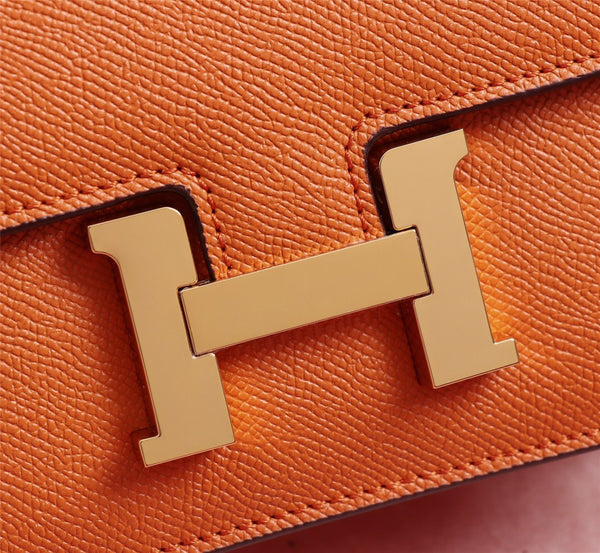 HM CONSTANCE BAGS 19 ORANGE EPSOM GOLD HARDWARE