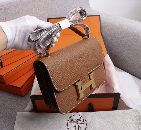 HM CONSTANCE BAGS 22 RUSSET EPSOM GOLD HARDWARE