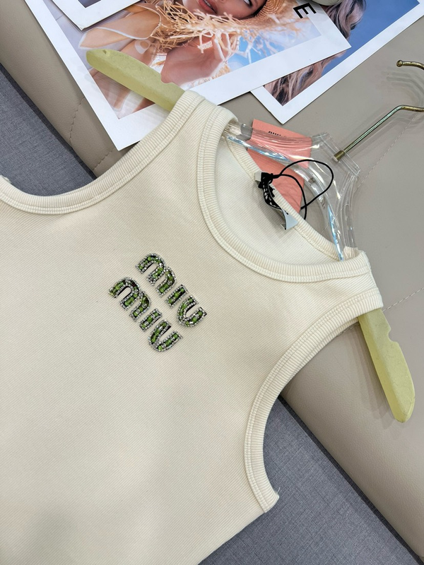 Canotta con perline fatte a mano Miu