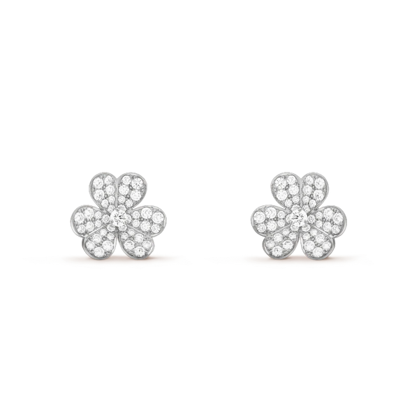 CLOVER COMOS SILVER DIAMOND EARRINGS
