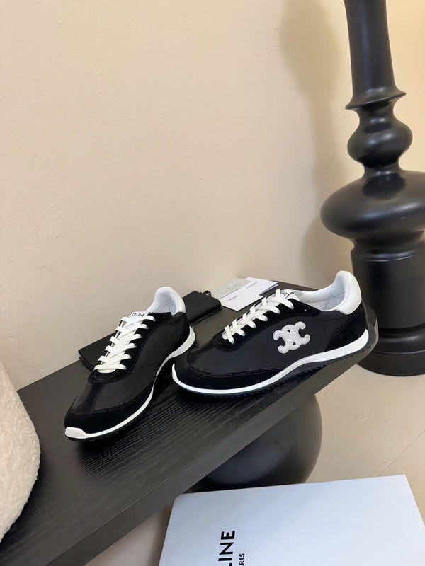 Celine Racer Low Top Sneaker Black White Suede Calfskin
