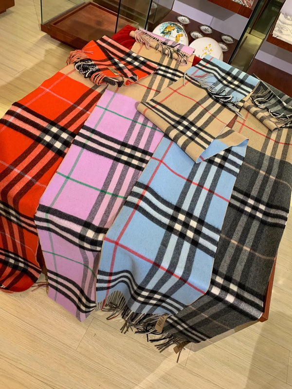 SCIARPA LUNGA 250 CM IN CASHMERE CELESTE E BEIGE 410472