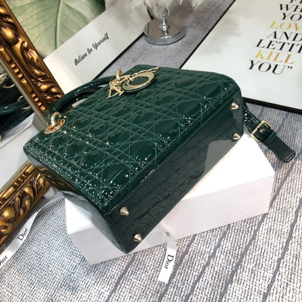 medium lady 24 blue green patent calfskin